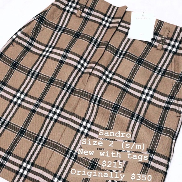 Sandro (Burberry lookalike) camel plaid skirt - Picture 4 of 4